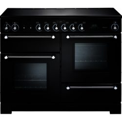 Rangemaster Kitchener 110cm Electric Ceramic 78860 Range Cooker in Black with Chrome trim and Ceramic Hob